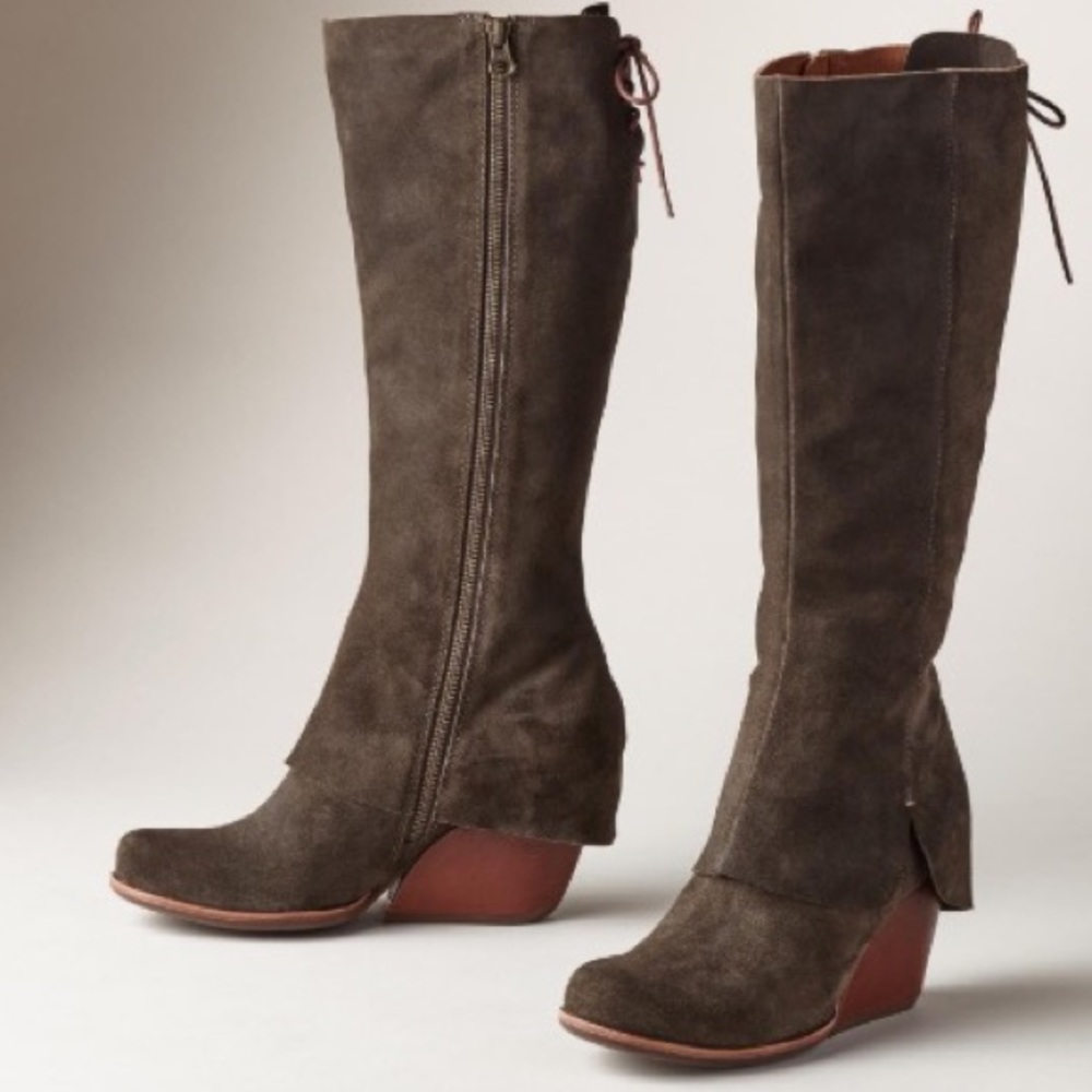 Gray suede boots